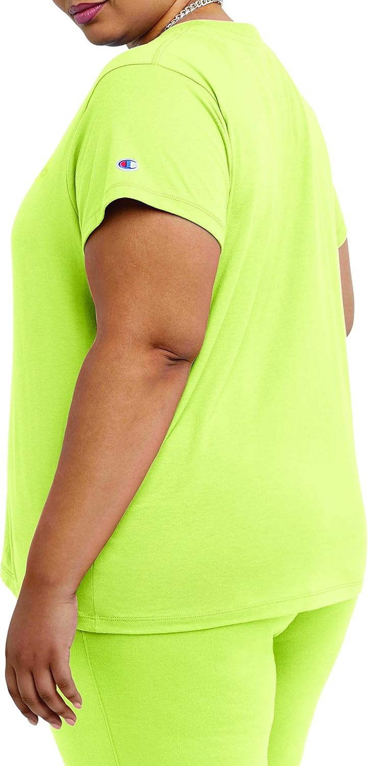 image:imageChampion Womens Classic Short Sleeve Graphic TShirt Standard Fit Script LogoFrozen Lime Script