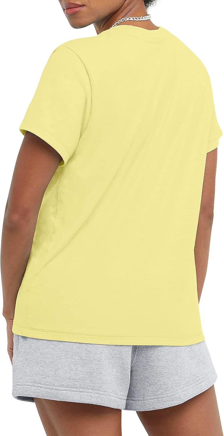 image:imageChampion Womens Classic Short Sleeve Graphic TShirt Standard Fit Script LogoFrozen Lime Script