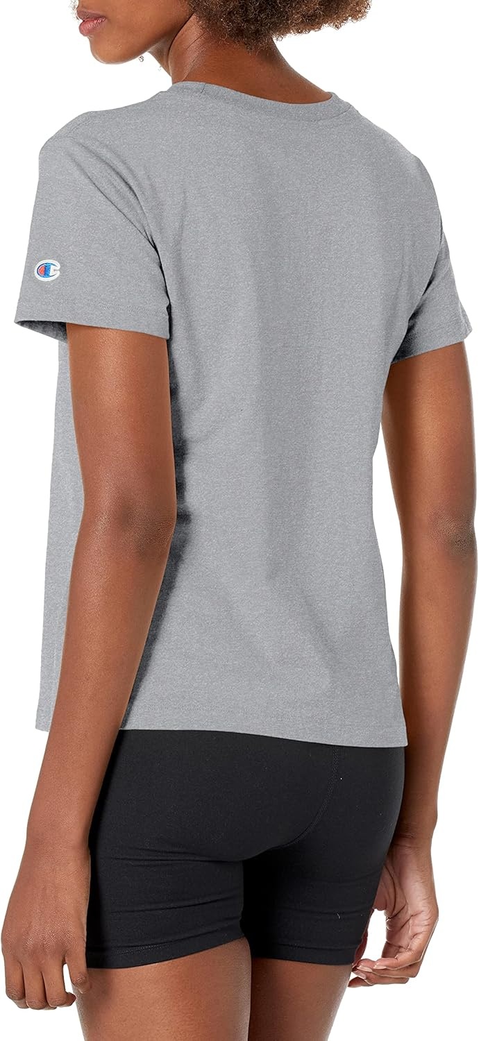 image:imageChampion Womens Classic Short Sleeve Graphic TShirt Standard Fit Script LogoOxford Gray Classic Script Logo