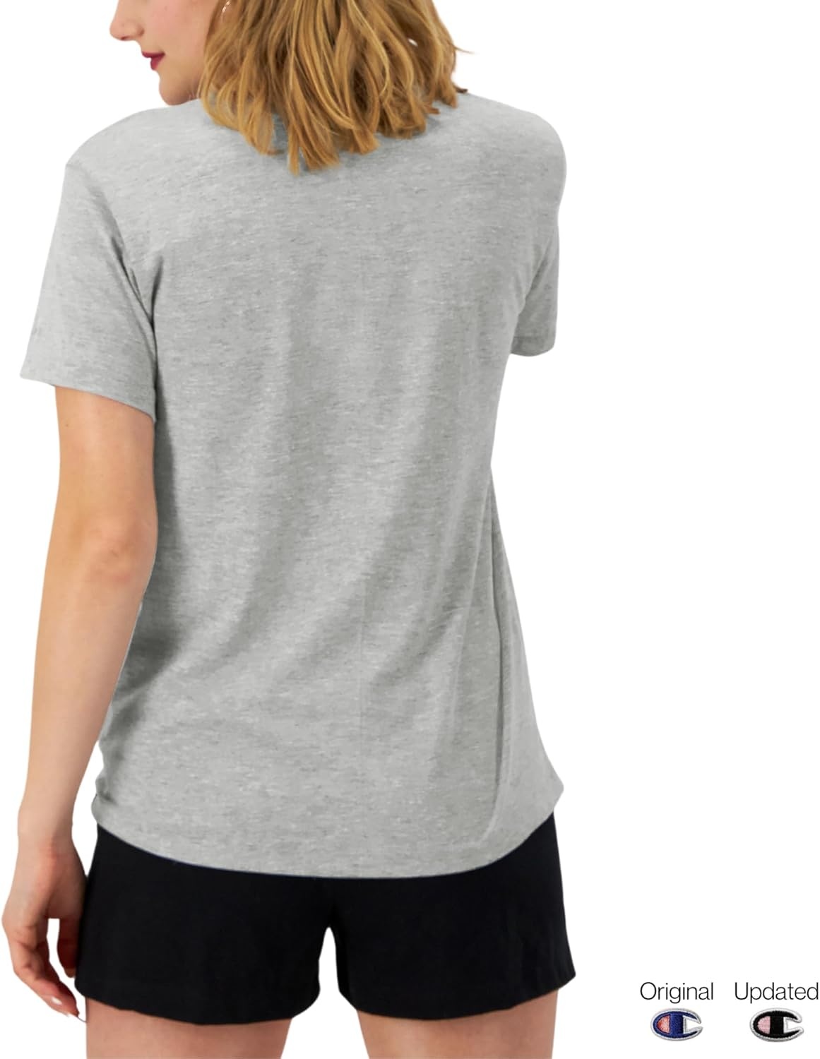 image:imageChampion Womens Classic Short Sleeve Graphic TShirt Standard Fit Script LogoOxford Gray Classic Script Logo