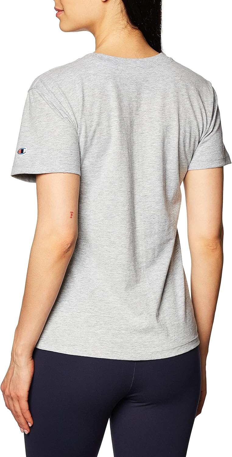 image:imageChampion Womens Classic Short Sleeve Graphic TShirt Standard Fit Script LogoOxford Gray Small Script