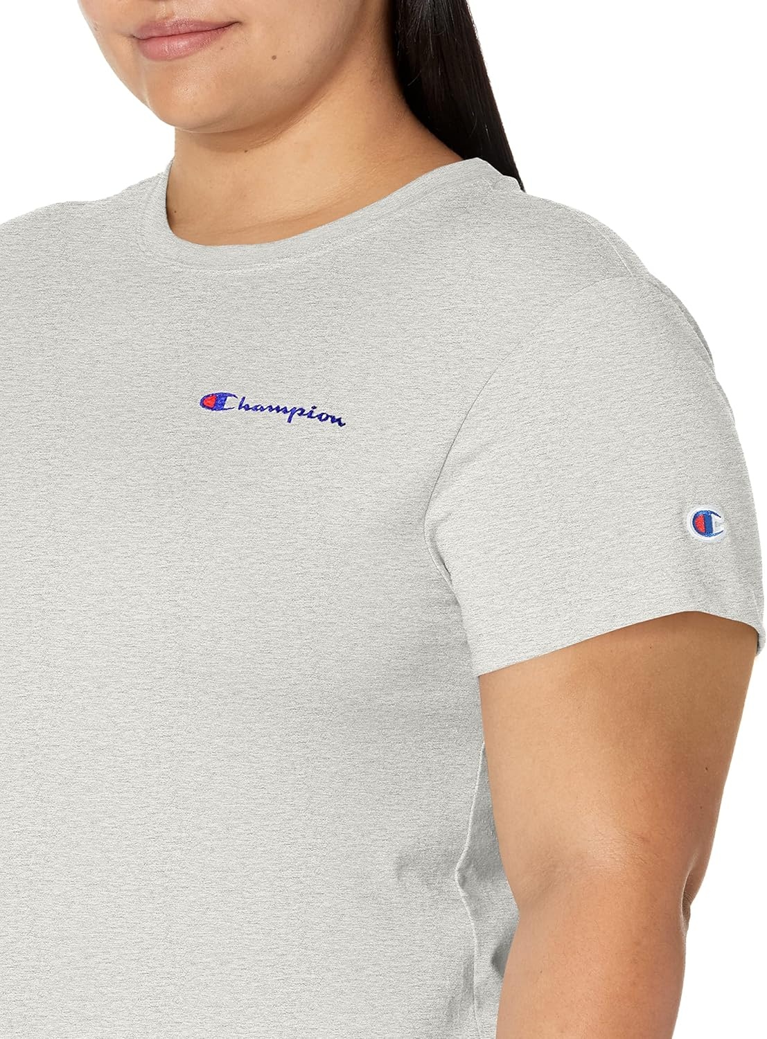 image:imageChampion Womens Classic Short Sleeve Graphic TShirt Standard Fit Script LogoOxford Gray Small Script
