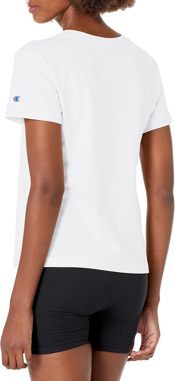 image:imageChampion Womens Classic Short Sleeve Graphic TShirt Standard Fit Script LogoWhite Classic Script Logo