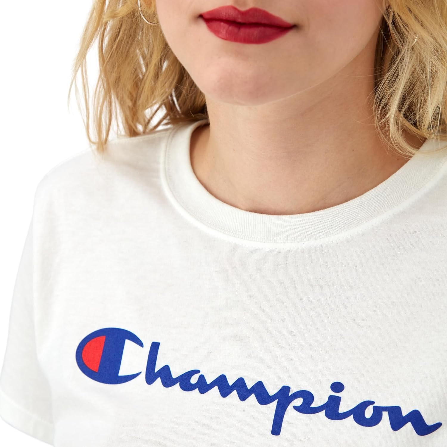 image:imageChampion Womens Classic Short Sleeve Graphic TShirt Standard Fit Script LogoWhite Classic Script Logo