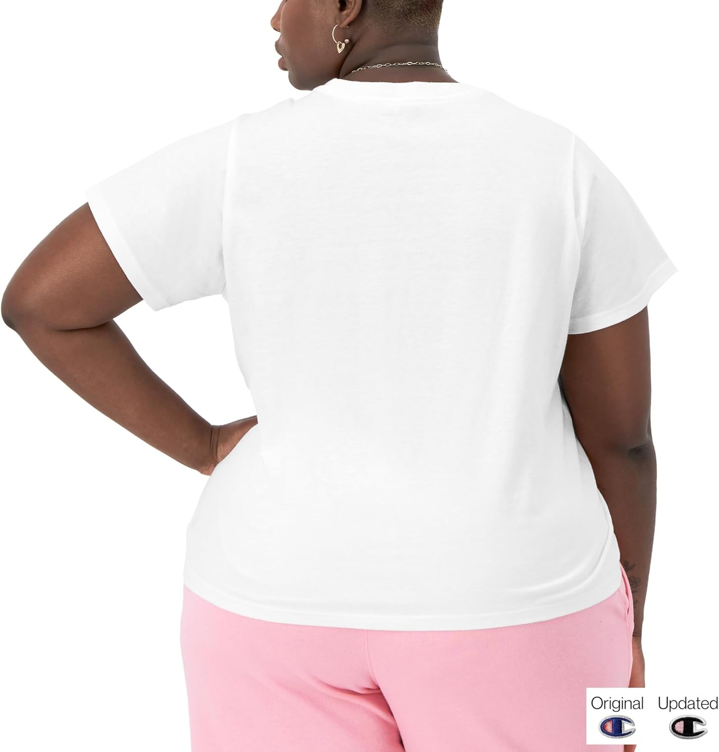image:imageChampion Womens Classic Short Sleeve Graphic TShirt Standard Fit Script LogoWhite Classic Script Logo