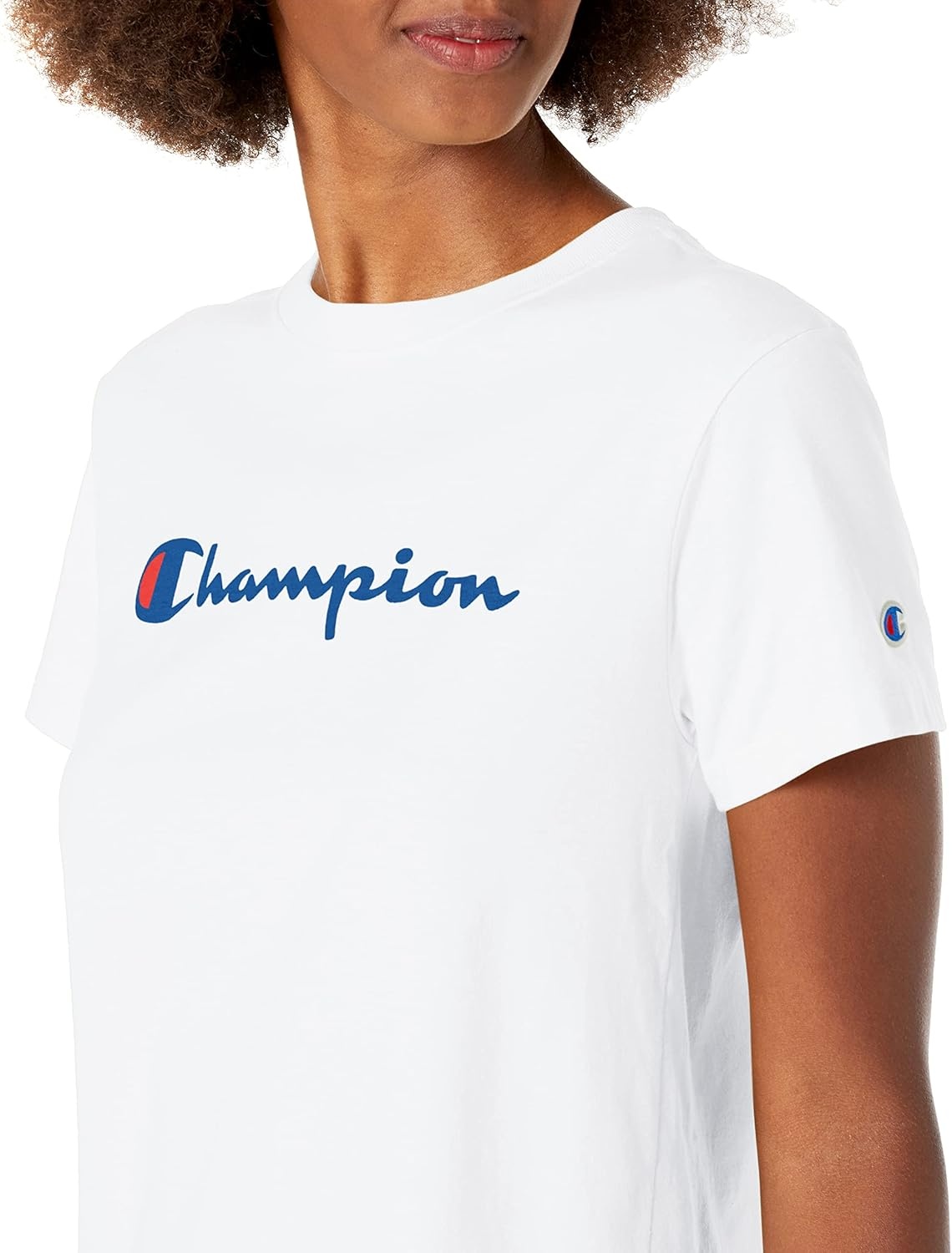 image:imageChampion Womens Classic Short Sleeve Graphic TShirt Standard Fit Script LogoWhite Classic Script Logo