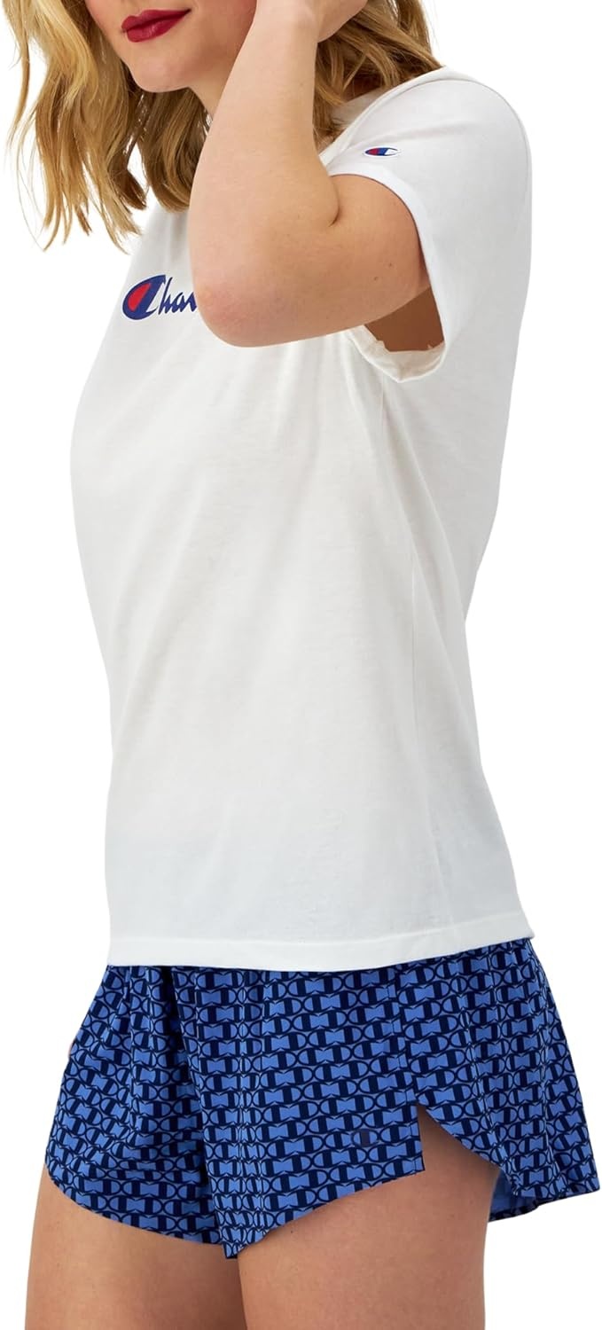 image:imageChampion Womens Classic Short Sleeve Graphic TShirt Standard Fit Script LogoWhite Classic Script Logo