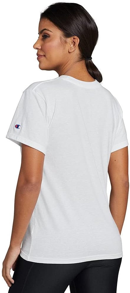 image:imageChampion Womens Classic Short Sleeve Graphic TShirt Standard Fit Script LogoWhite Script