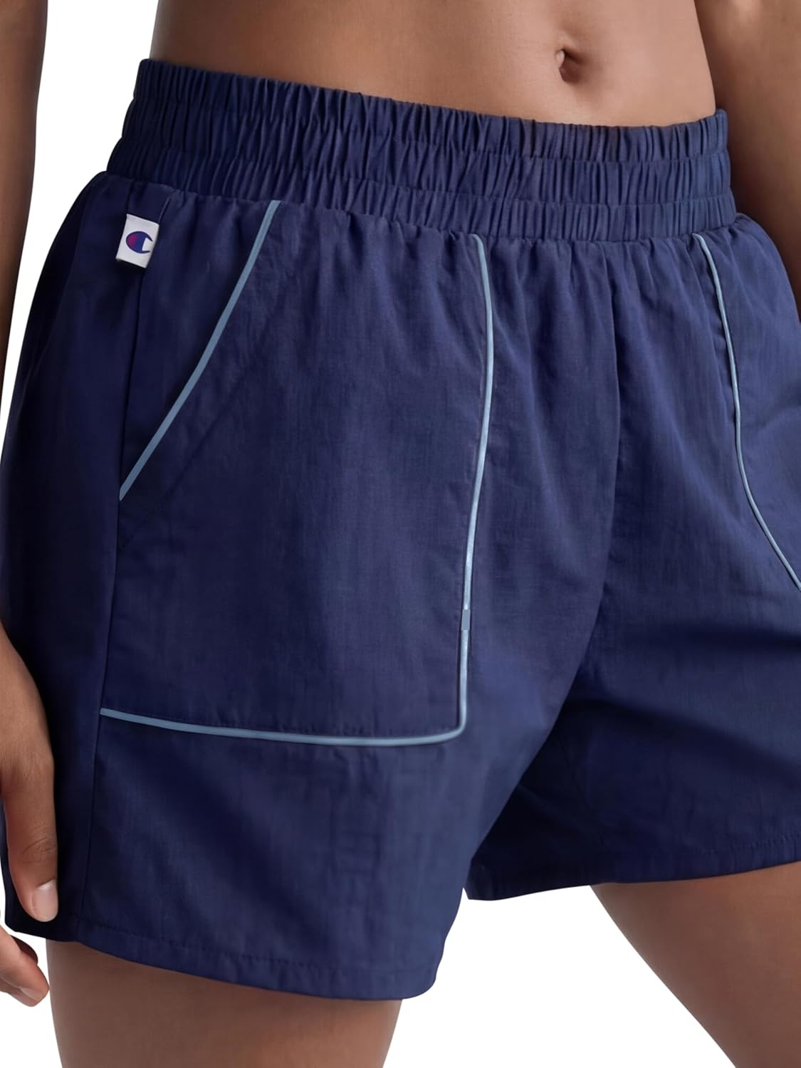 image:imageChampion Womens Courtside 5 Short with Piping Standard Fit Crinkle NylonBlue Depths
