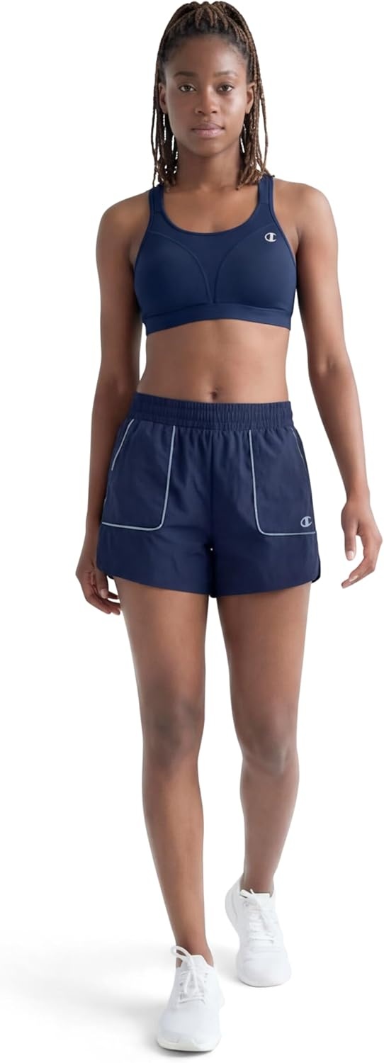 image:imageChampion Womens Courtside 5 Short with Piping Standard Fit Crinkle NylonBlue Depths