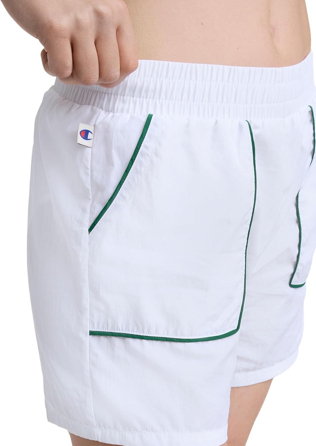 image:imageChampion Womens Courtside 5 Short with Piping Standard Fit Crinkle NylonBright White