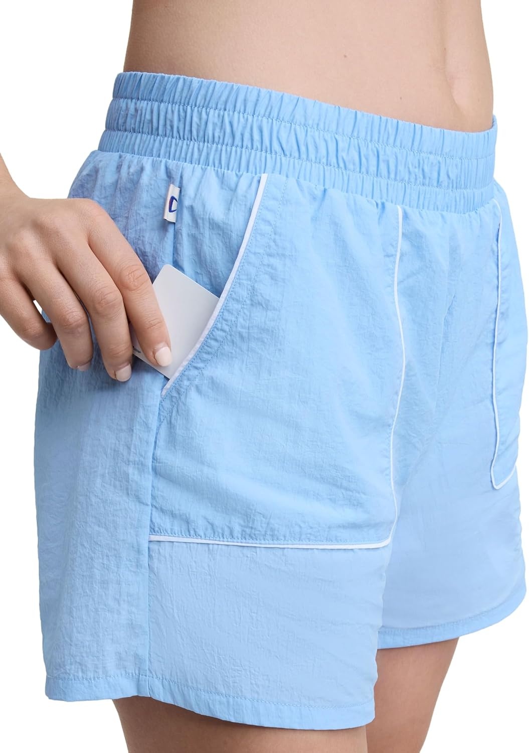 image:imageChampion Womens Courtside 5 Short with Piping Standard Fit Crinkle NylonPlacid Blue