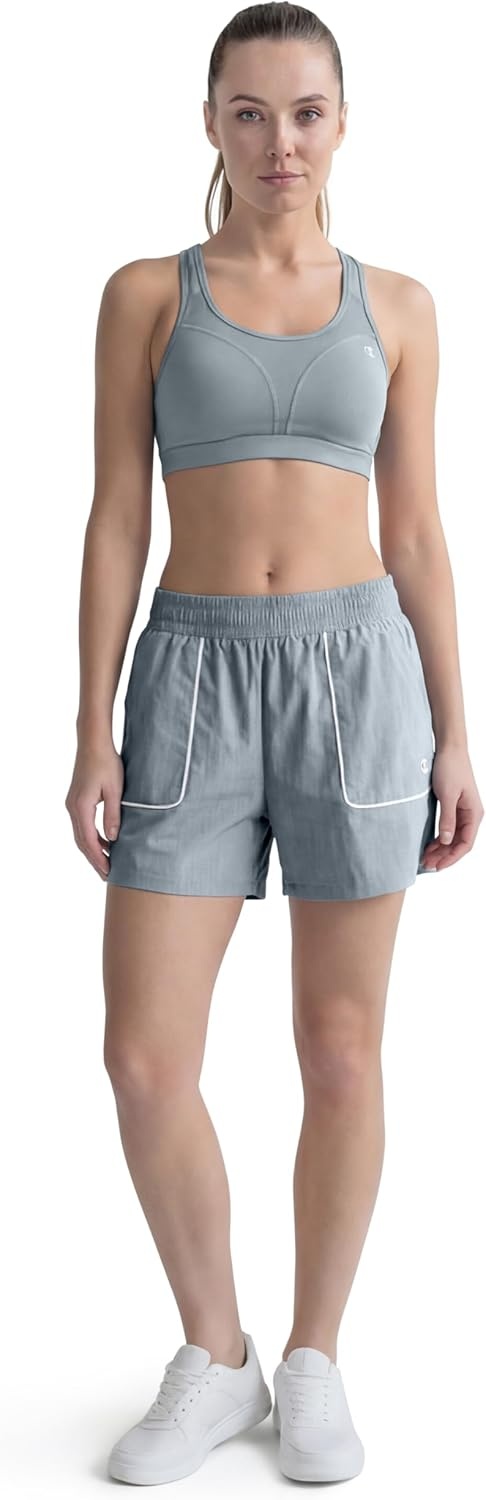 image:imageChampion Womens Courtside 5 Short with Piping Standard Fit Crinkle NylonQuarry