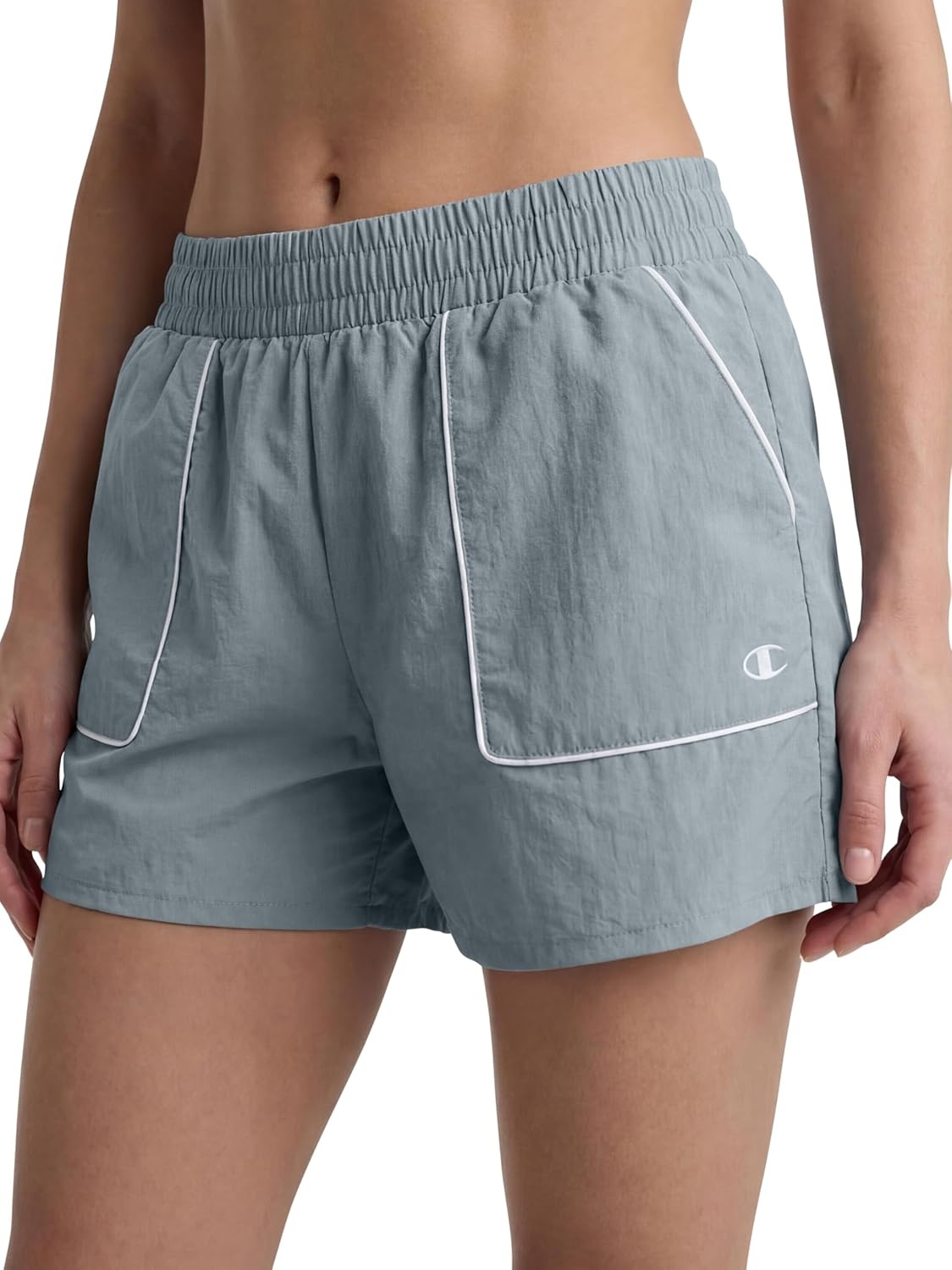 image:imageChampion Womens Courtside 5 Short with Piping Standard Fit Crinkle NylonQuarry
