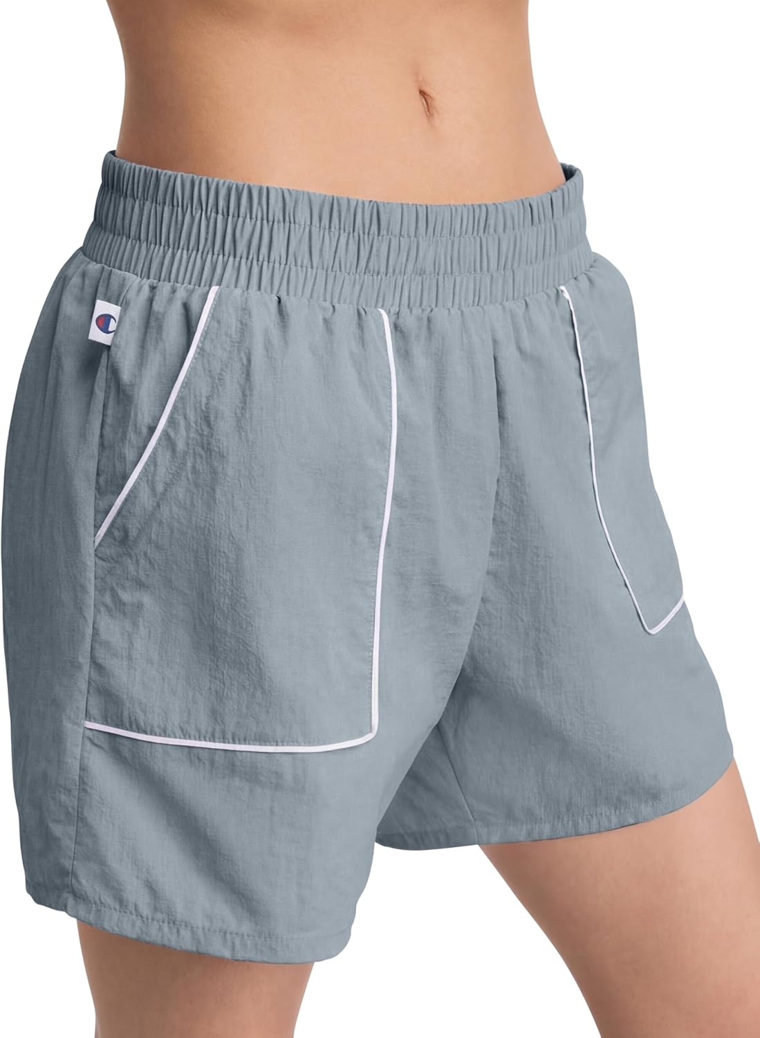 image:imageChampion Womens Courtside 5 Short with Piping Standard Fit Crinkle NylonQuarry