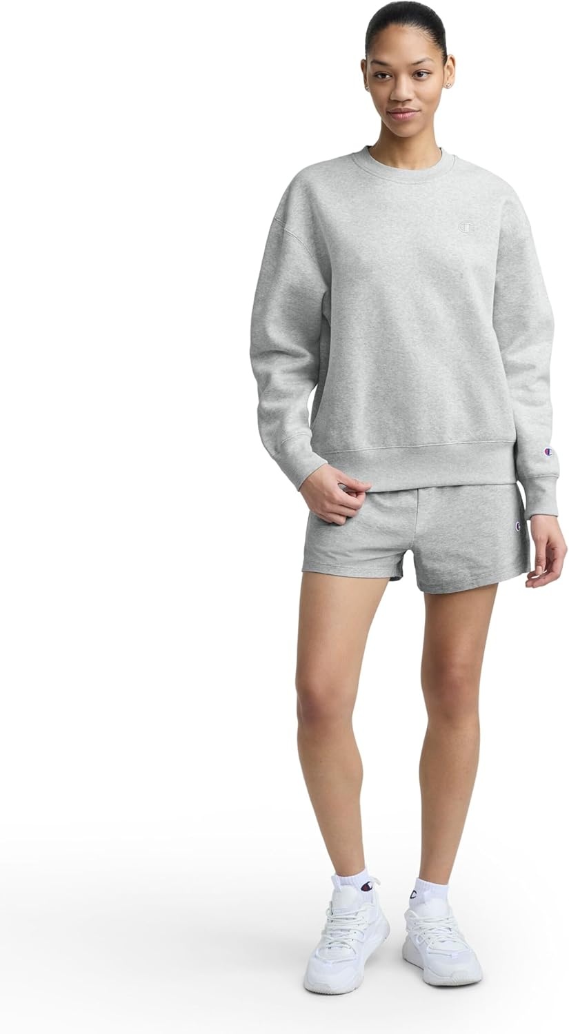 image:imageChampion Womens Crewneck Fleece Sweatshirt Loose Fit Midweight C Logo Available in Regular and PlusOxford Gray Heather C Logo