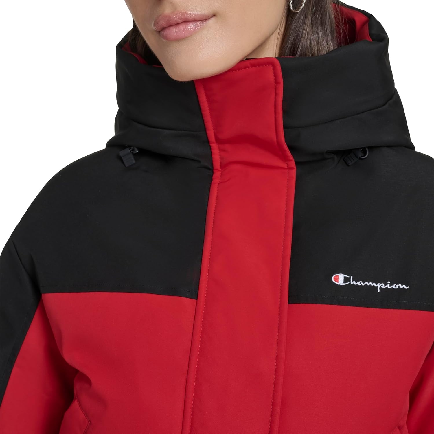 image:imageChampion Womens Cropped Hooded Ski BomberBlackRed