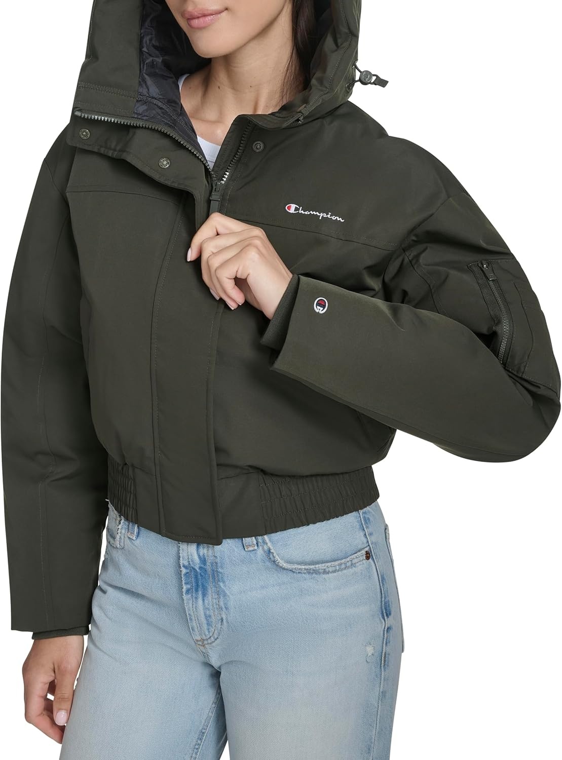 image:imageChampion Womens Cropped Hooded Ski BomberOlive