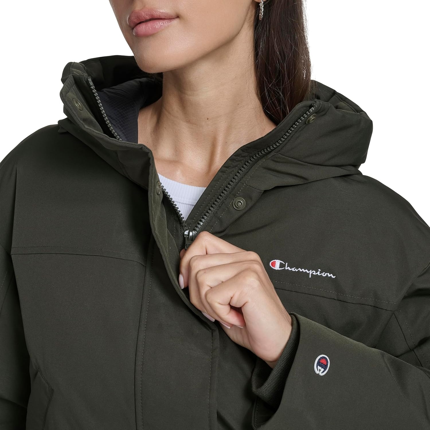 image:imageChampion Womens Cropped Hooded Ski BomberOlive