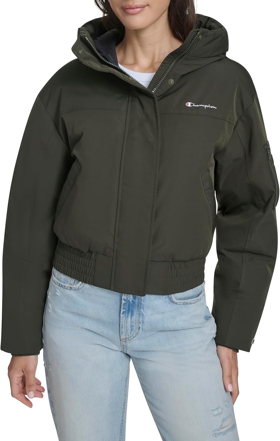 image:imageChampion Womens Cropped Hooded Ski BomberOlive