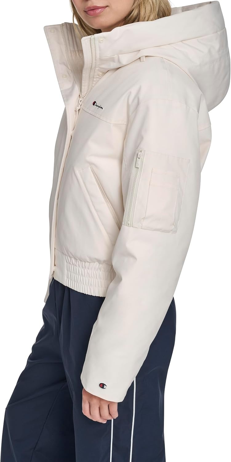 image:imageChampion Womens Cropped Hooded Ski BomberWhite