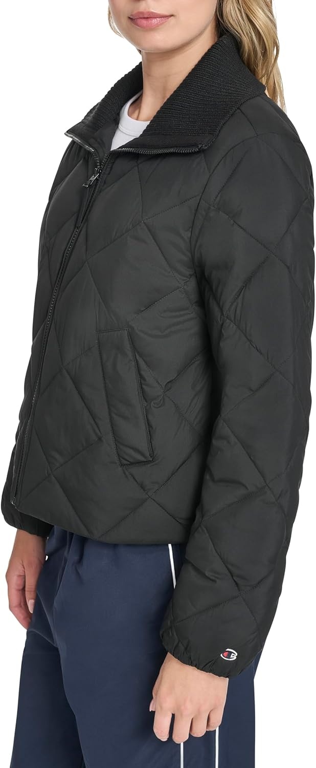image:imageChampion Womens Diamond Quilted Shawl Collar JacketBlack