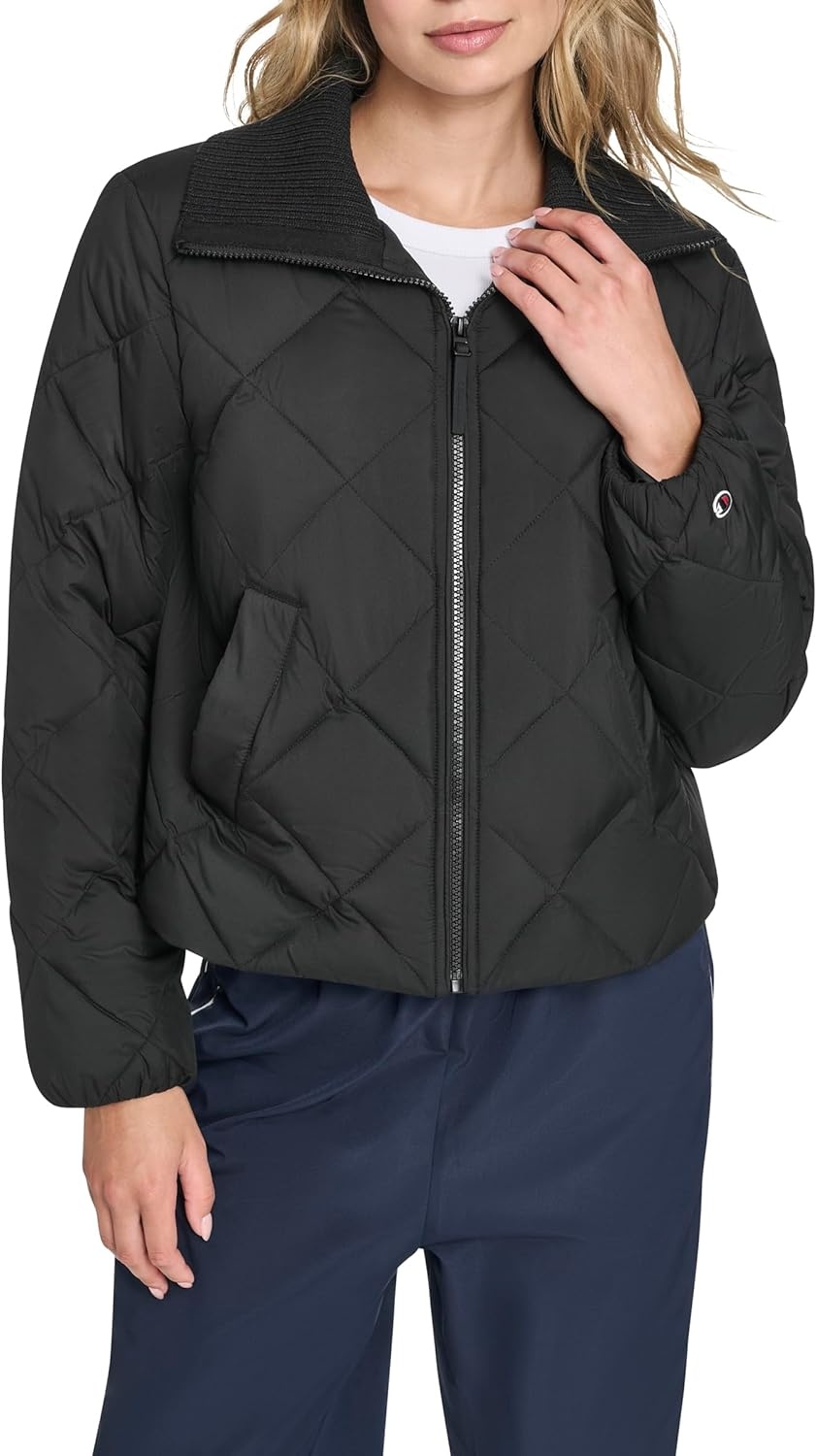image:imageChampion Womens Diamond Quilted Shawl Collar JacketBlack
