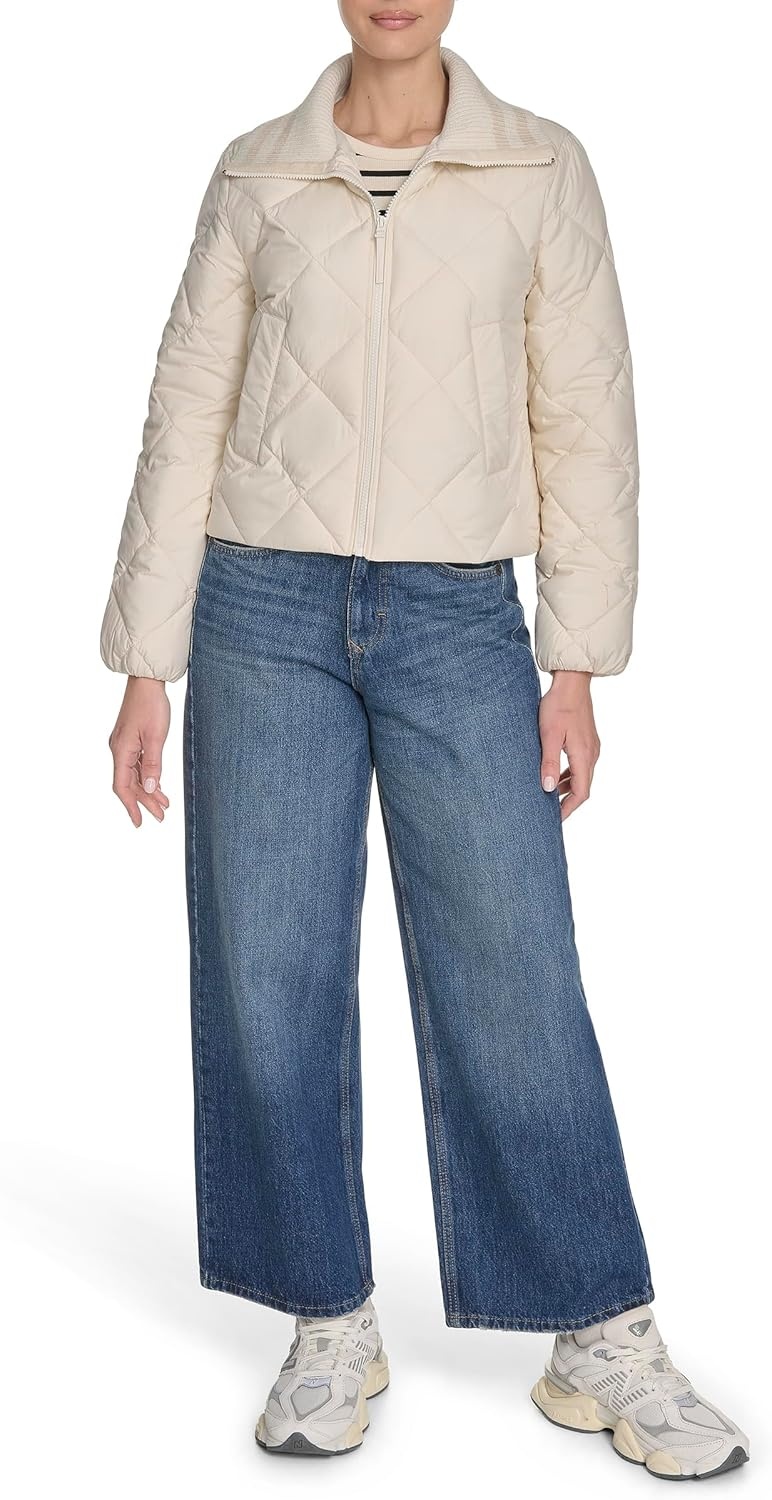 image:imageChampion Womens Diamond Quilted Shawl Collar JacketWhite