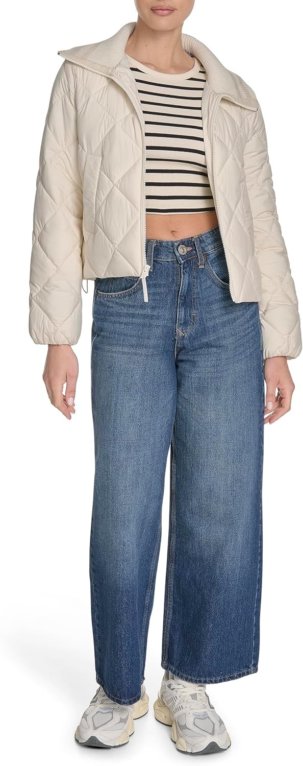 image:imageChampion Womens Diamond Quilted Shawl Collar JacketWhite