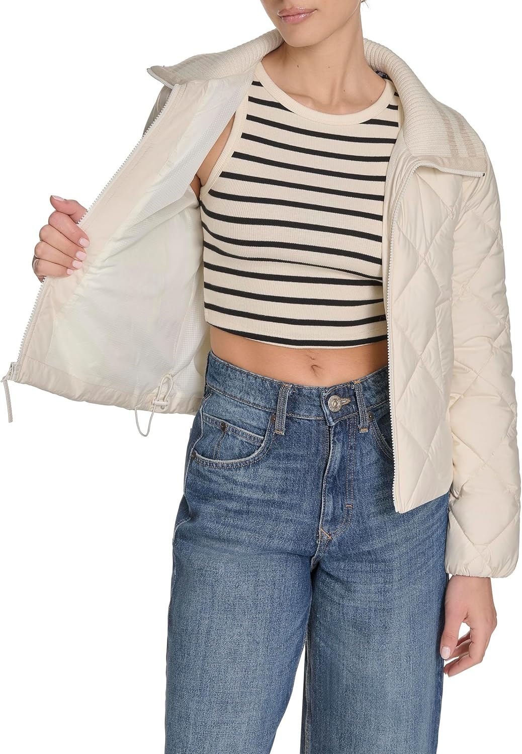 image:imageChampion Womens Diamond Quilted Shawl Collar JacketWhite