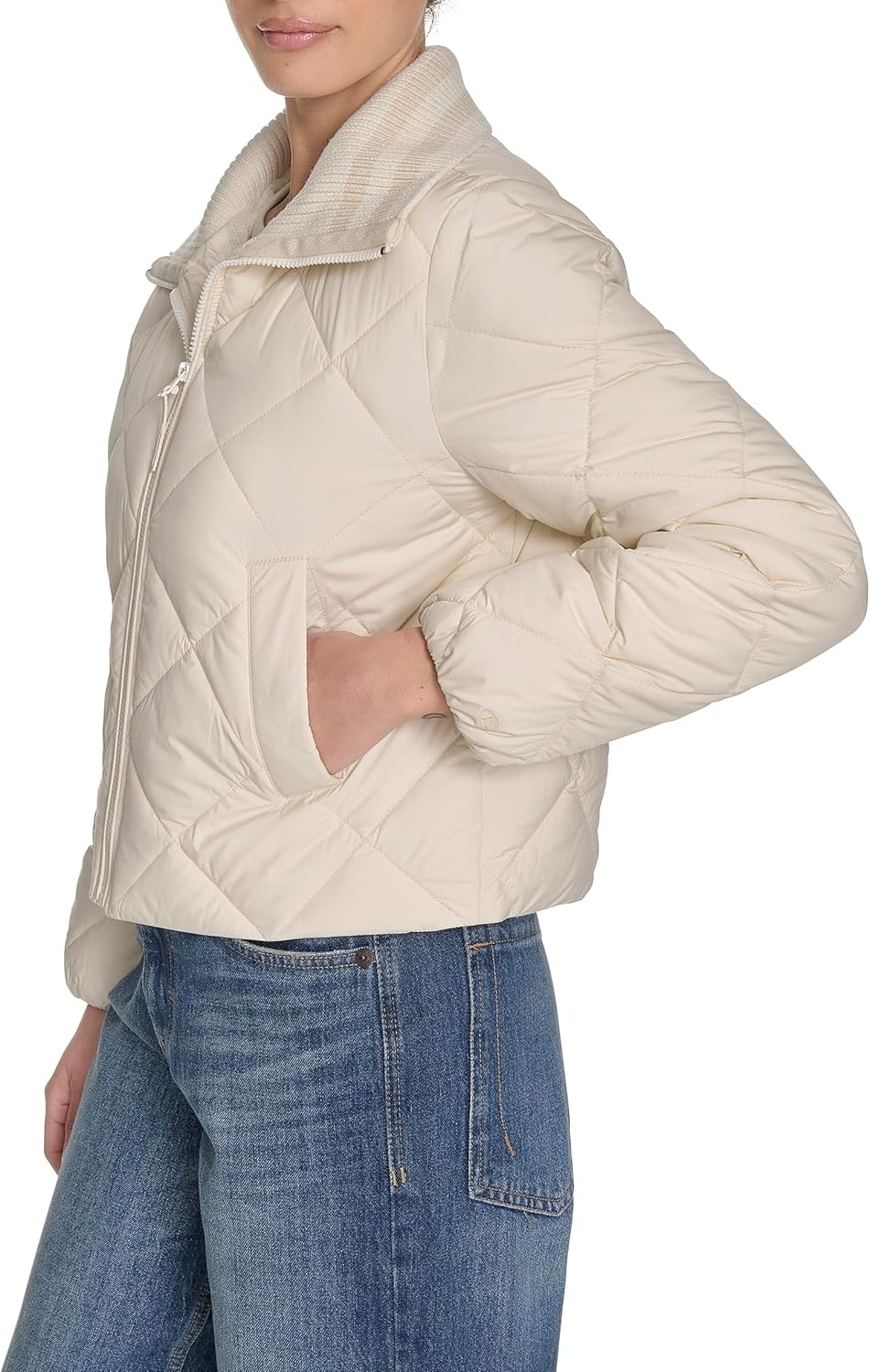 image:imageChampion Womens Diamond Quilted Shawl Collar JacketWhite