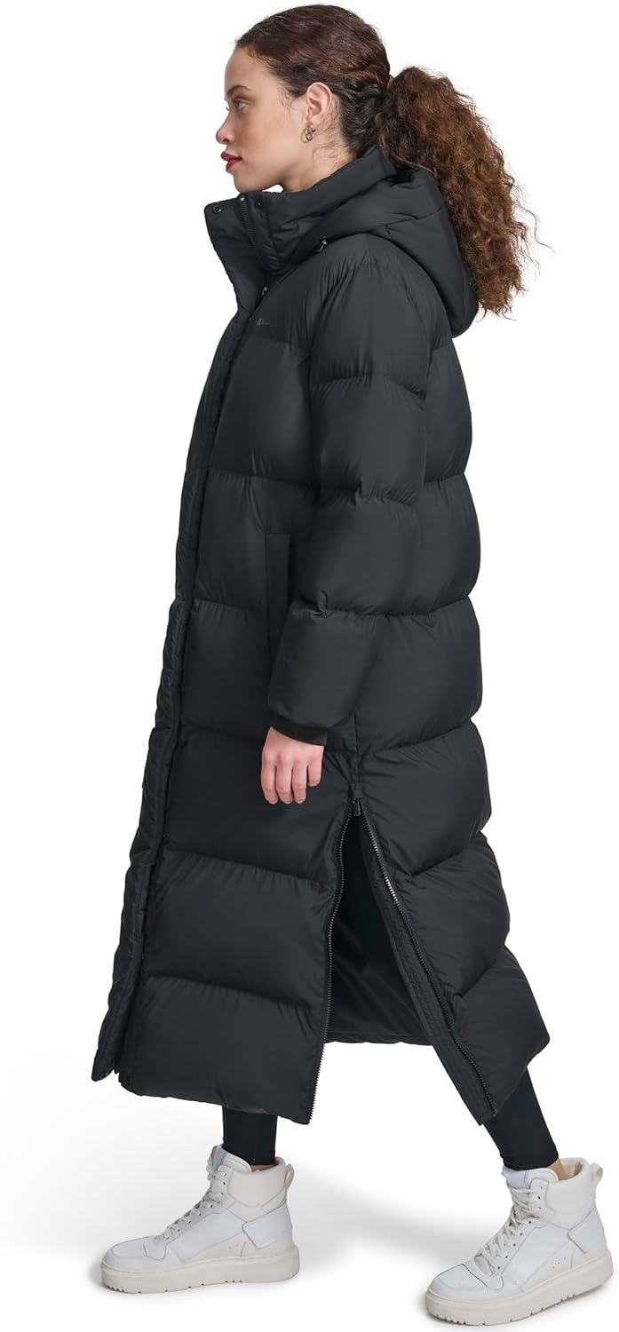 image:imageChampion Womens Extra Long Quilted Puffer Jacket With HoodBlack