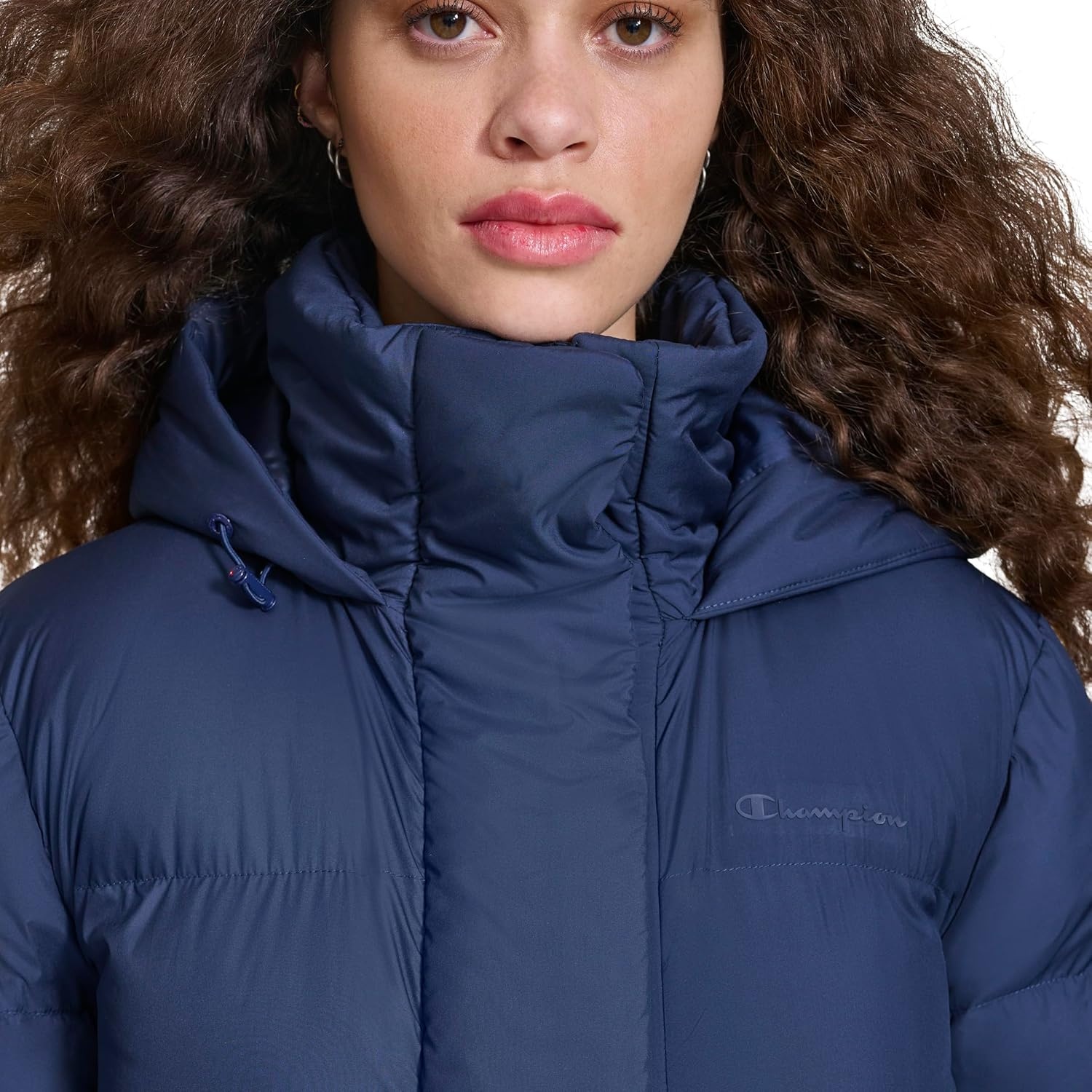 image:imageChampion Womens Extra Long Quilted Puffer Jacket With HoodNavy
