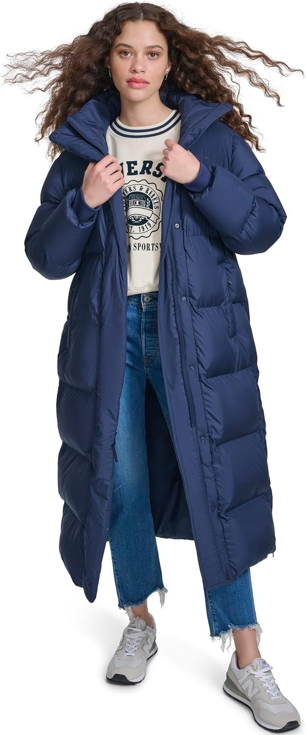 image:imageChampion Womens Extra Long Quilted Puffer Jacket With HoodNavy