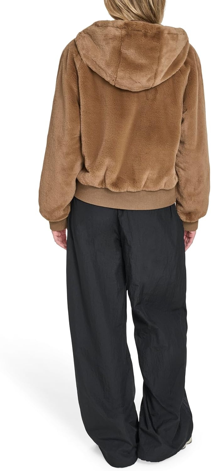 image:imageChampion Womens Faux Fur Hoody Bomber JacketCognac