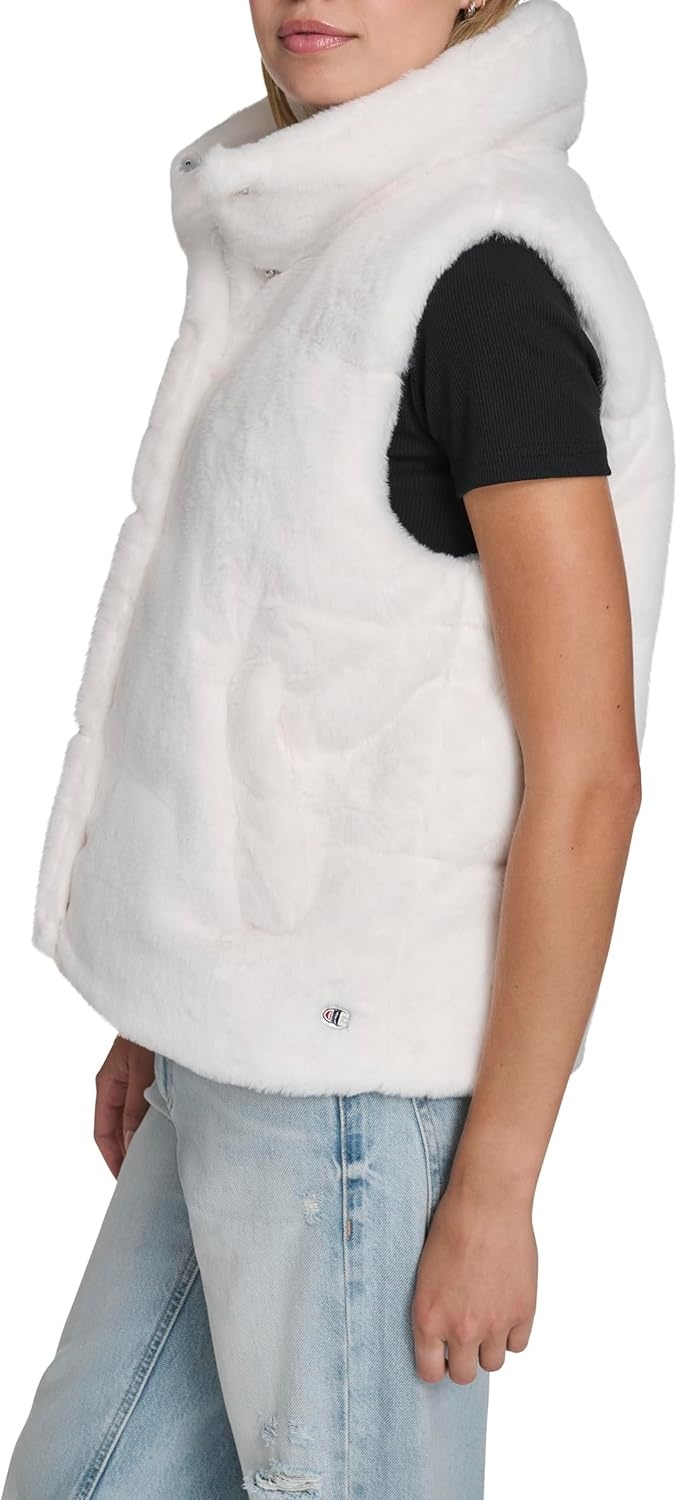 image:imageChampion Womens Faux Fur Stand Collar VestCream