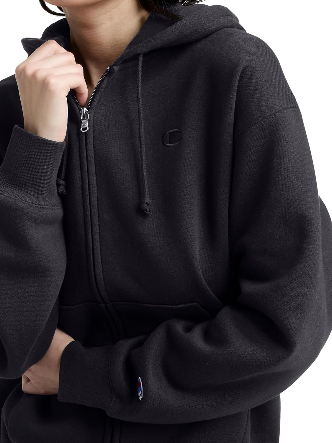 image:imageChampion Womens Full Zip Fleece Hoodie Loose Fit Midweight C Logo Available in Regular and PlusBlack C Logo