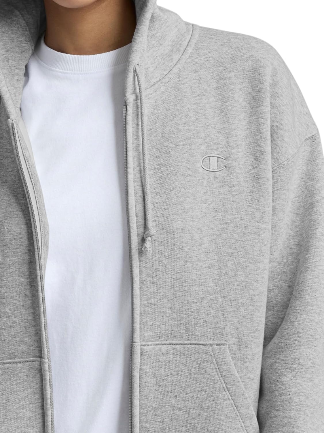 image:imageChampion Womens Full Zip Fleece Hoodie Loose Fit Midweight C Logo Available in Regular and PlusOxford Gray Heather C Logo