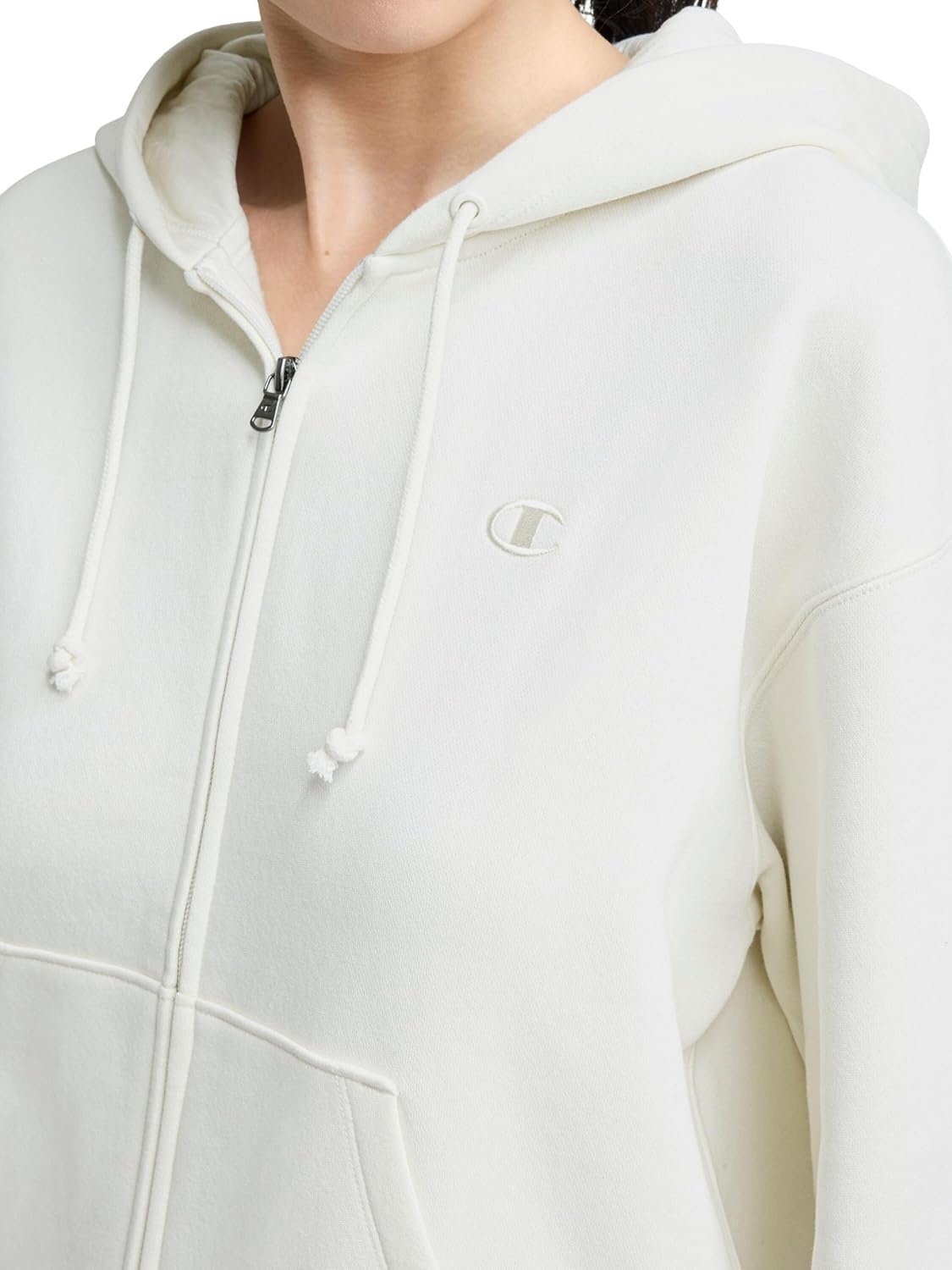 image:imageChampion Womens Full Zip Fleece Hoodie Loose Fit Midweight C Logo Available in Regular and PlusUnbleached Cotton C Logo