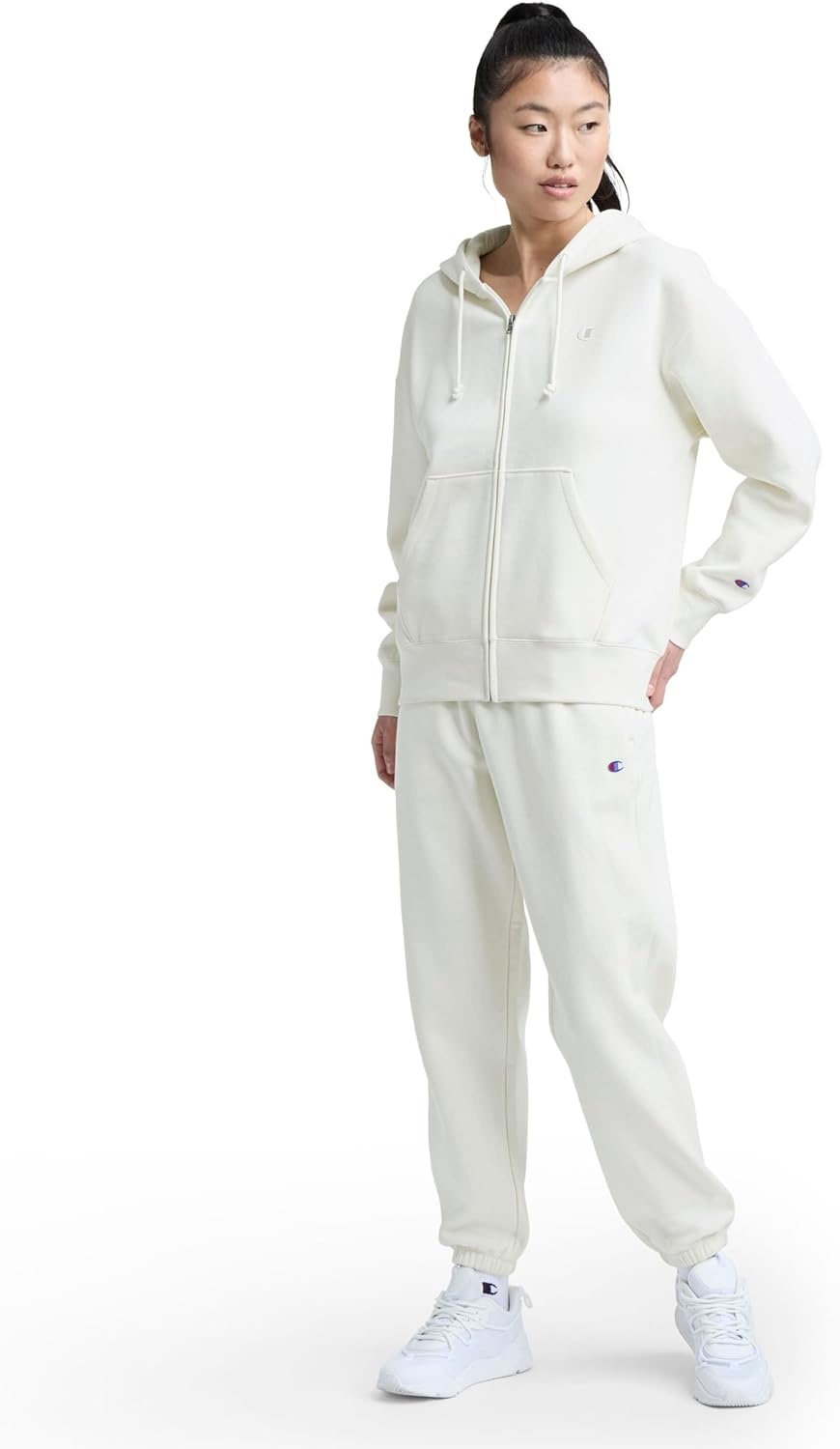 image:imageChampion Womens Full Zip Fleece Hoodie Loose Fit Midweight C Logo Available in Regular and PlusUnbleached Cotton C Logo