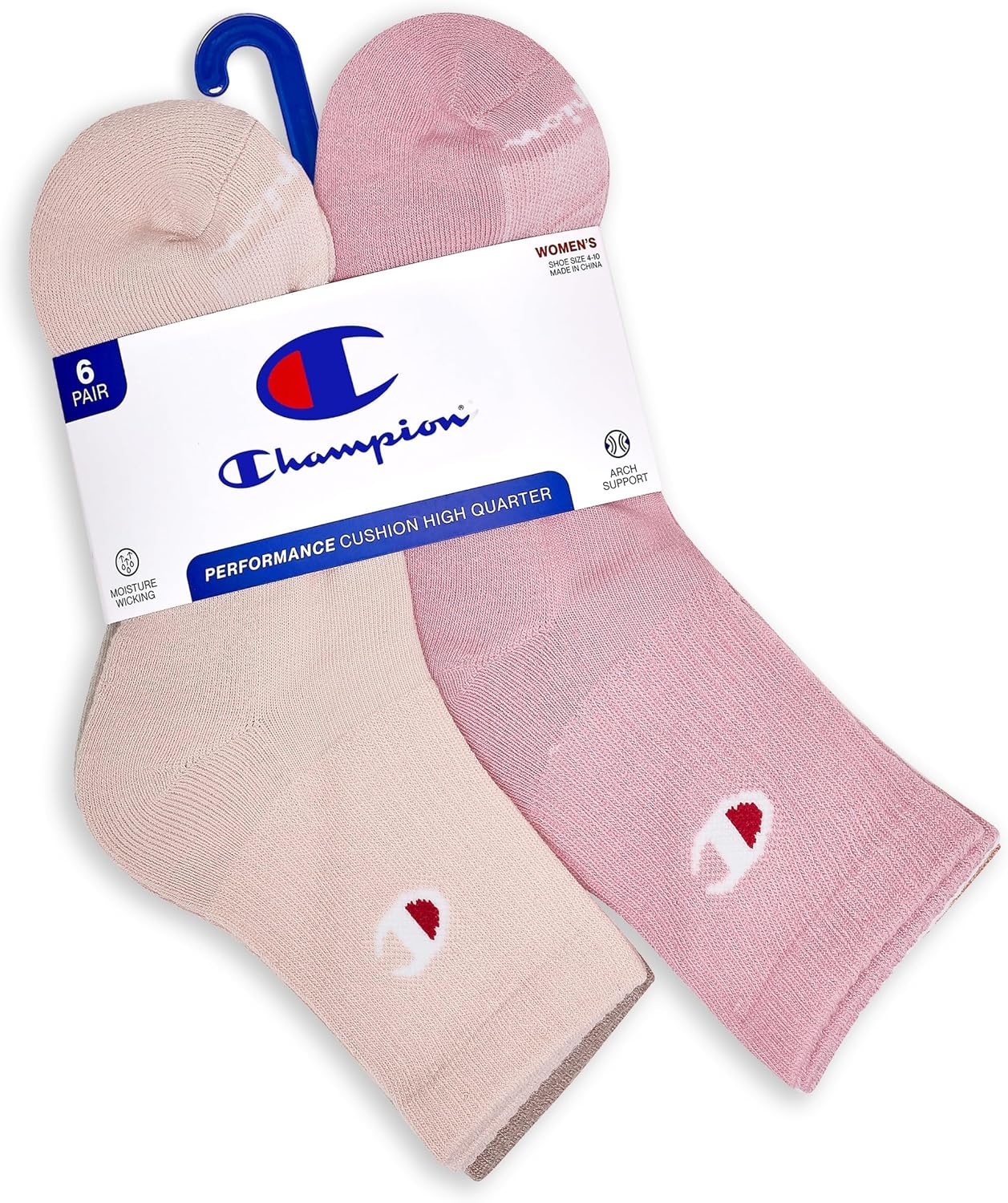 image:imageChampion Womens High Quarter Socks 6pack Cushioned Athletic Socks With Moisturewicking Arch Support Size 59Tan Multi