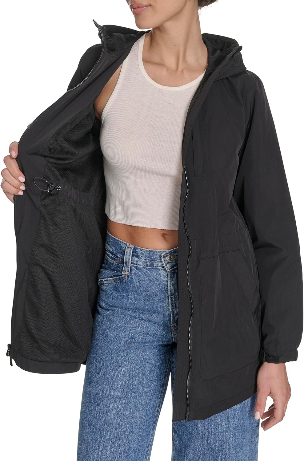 image:imageChampion Womens Hooded Cinch Waist Rain JacketBlack