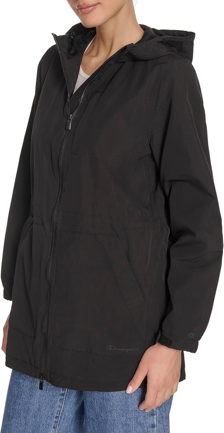 image:imageChampion Womens Hooded Cinch Waist Rain JacketBlack