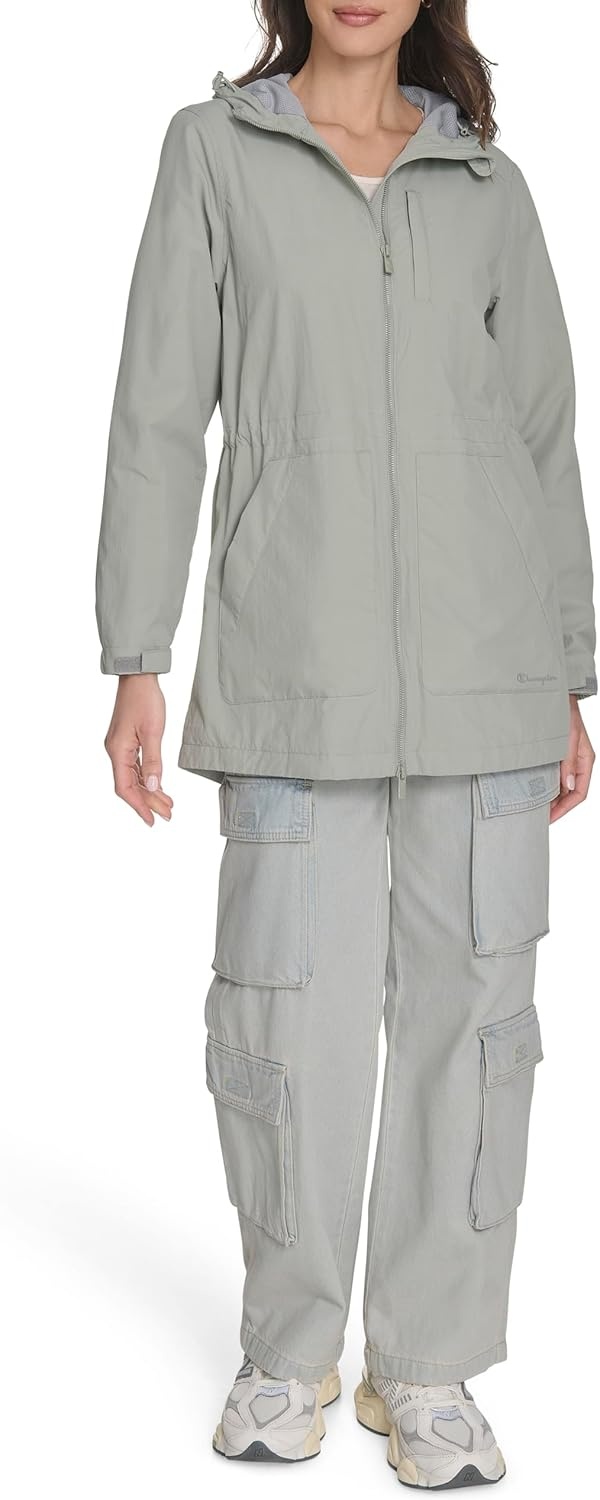 image:imageChampion Womens Hooded Cinch Waist Rain JacketWrought Iron