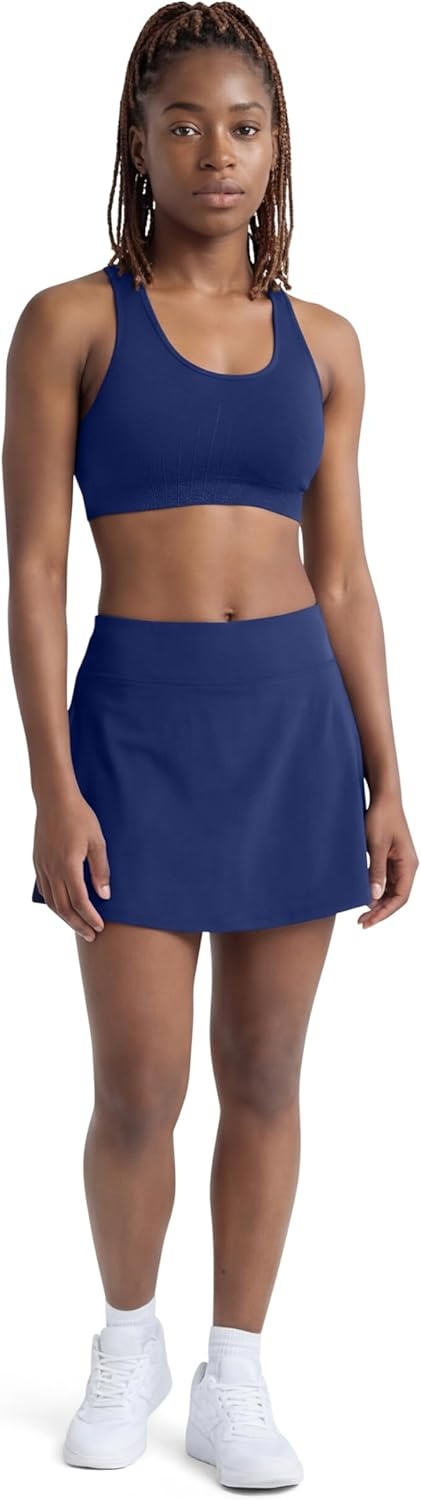 image:imageChampion Womens Infinity Racerback Sports Bra Moderate Support Seamless Moisture WickingBlue Depths C Logo