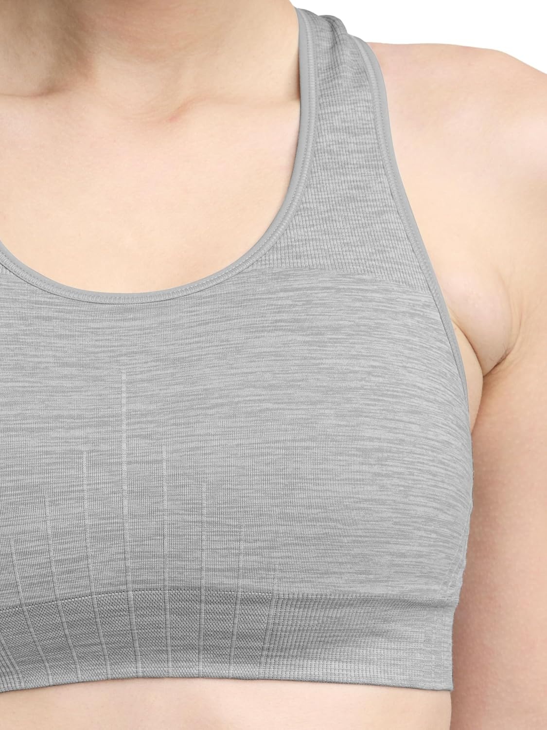 image:imageChampion Womens Infinity Racerback Sports Bra Moderate Support Seamless Moisture WickingOxford Gray Heather C Logo