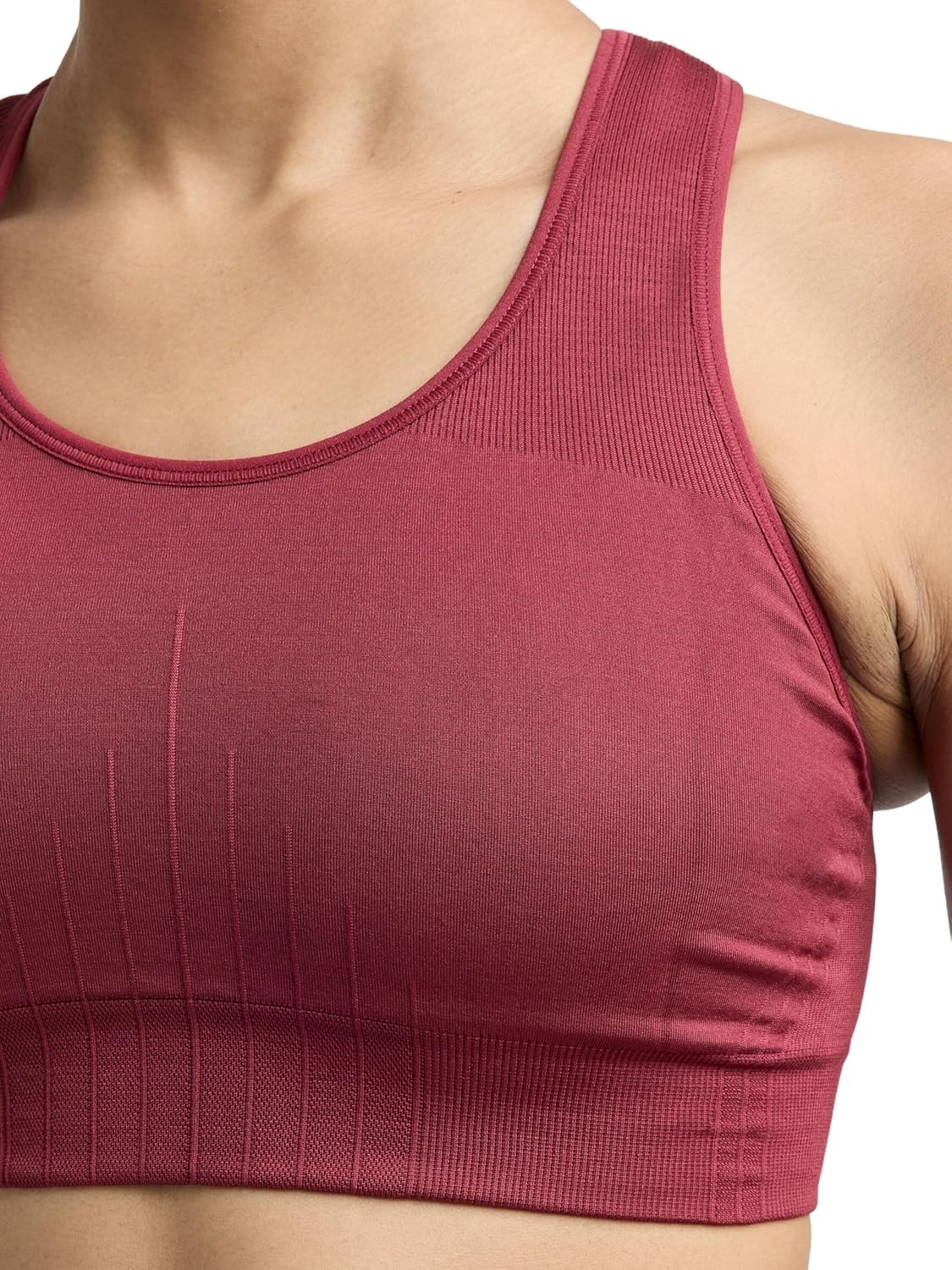 image:imageChampion Womens Infinity Racerback Sports Bra Moderate Support Seamless Moisture WickingPomegranate C Logo