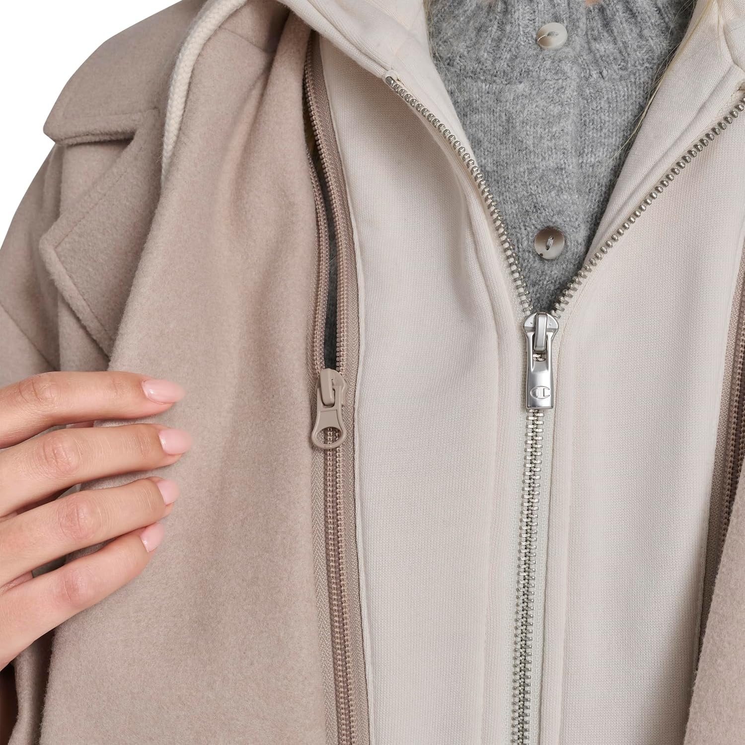 image:imageChampion Womens Long Top Coat With Removable Jersey BibTan