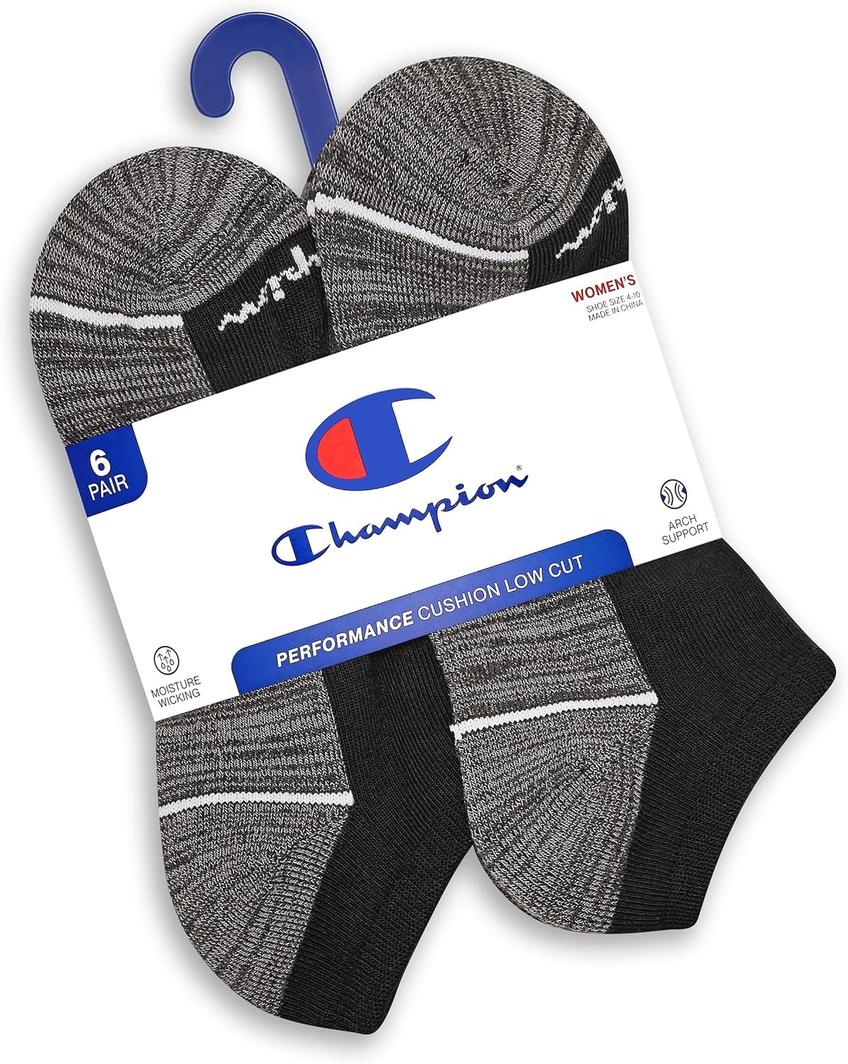 image:imageChampion Womens Low Cut Beathable MoistureWicking Athletic Socks 6PackBlack Big C