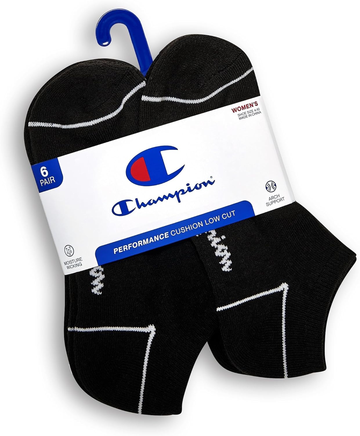image:imageChampion Womens Low Cut Beathable MoistureWicking Athletic Socks 6PackBlack Heel Toe